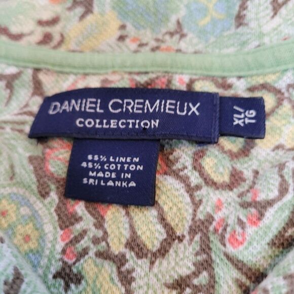 Daniel Cremieux Collection, Green Floral Polo, Cotton, Size XL - Picture 4 of 5